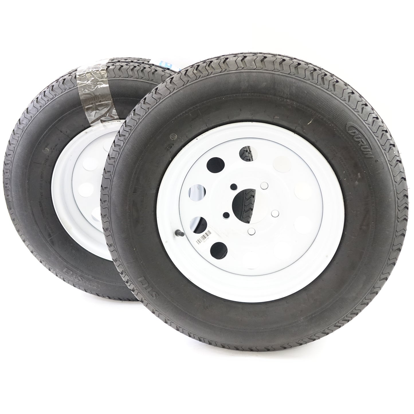 2PK Durun ST205/75R14 Radial Trailer Tire with 14" White Wheels