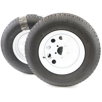 2PK Durun ST205/75R14 Radial Trailer Tire with 14" White Wheels