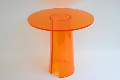 ACRYLCASE Orange Color Acrylic Accent Side Round Night Stand Table Furniture Modern Design New Simple Unique Small Table(15x15x15''H)