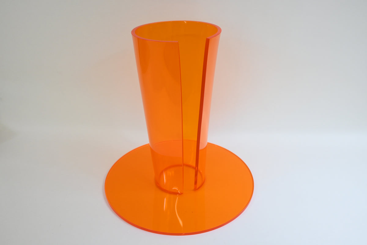 ACRYLCASE Orange Color Acrylic Accent Side Round Night Stand Table Furniture Modern Design New Simple Unique Small Table(15x15x15''H)