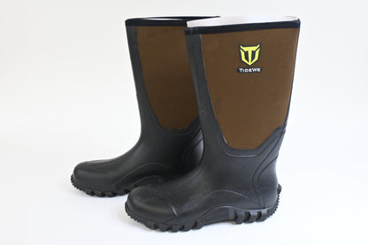 TIDEWE Men's Rubber Hunting Boots Waterproof 6mm Neoprene Steel Brown Size 12