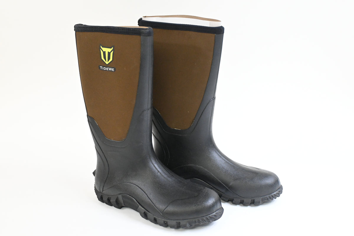 TIDEWE Men's Rubber Hunting Boots Waterproof 6mm Neoprene Steel Brown Size 12