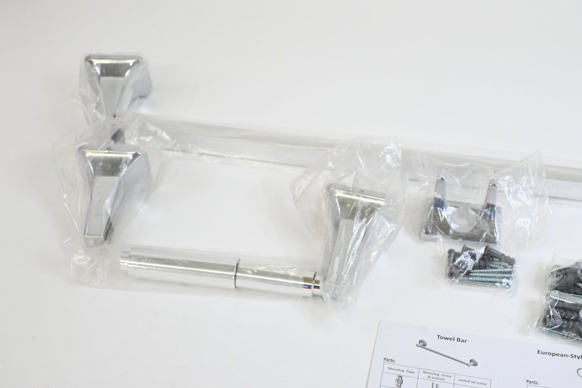 SENTO Balley Bathroom Hardware Set 4-Piece 24" Towel Bar Polished Chrome