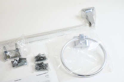 SENTO Balley Bathroom Hardware Set 4-Piece 24" Towel Bar Polished Chrome