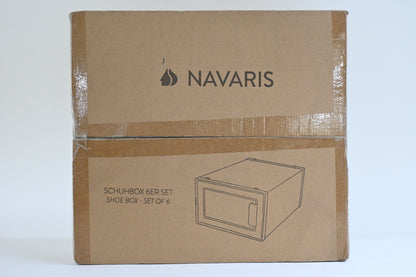 Navaris Stackable Shoe Storage Boxes Set of 6 Clear Plastic Organizers