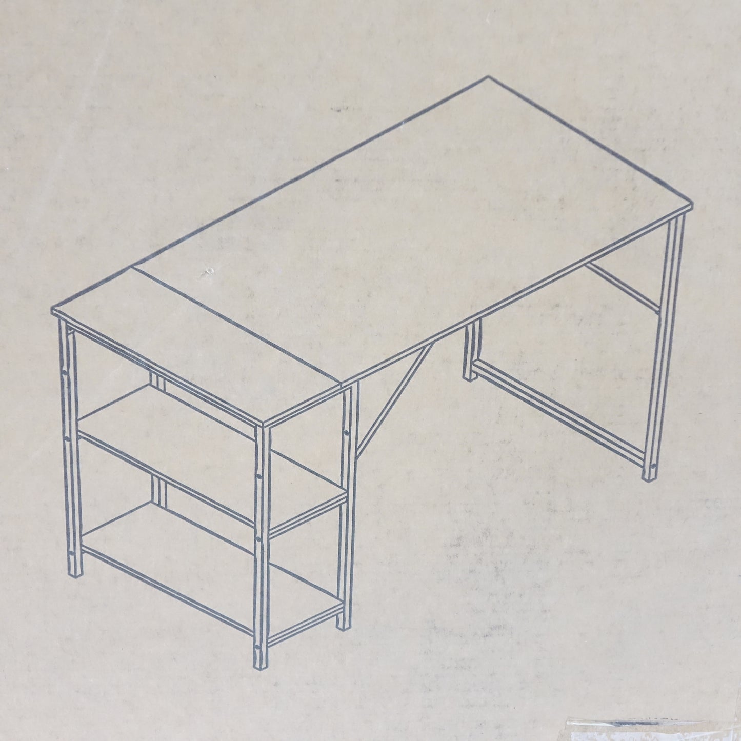 Cokos Desk Lower Shelf, Metal Desk Wood-Look Finish, 100 x 48 x 74cm - Open Box