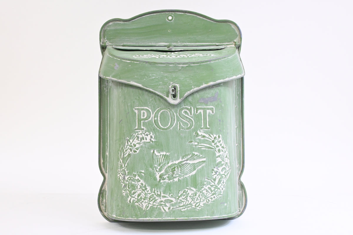 RAZ Imports Distressed Bird Floral Embossed Mailbox Metal 15.5" Height