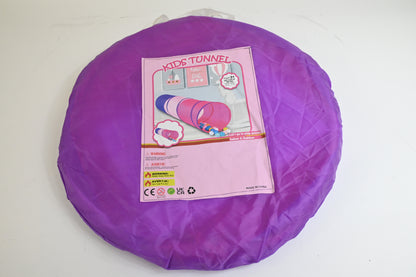 Kids 6FT Pop Up Play Tunnel Tent Collapsible Crawl Indoor Outdoor Purple
