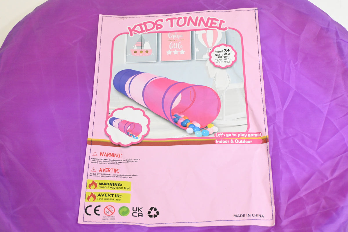 Kids 6FT Pop Up Play Tunnel Tent Collapsible Crawl Indoor Outdoor Purple