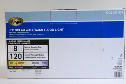 Hampton Bay 49975 Solar Black Outdoor Integrated LED Landscape Wall Wash Spot Light