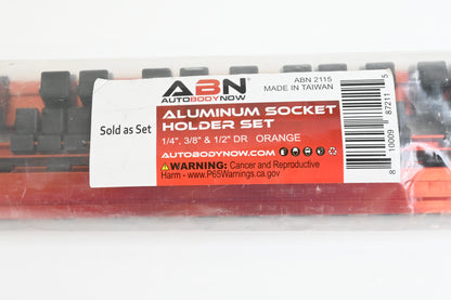 ABN SAE Socket Holder Rail Set 3pc 1/4" 3/8" 1/2" Aluminum Organizer Rails - New