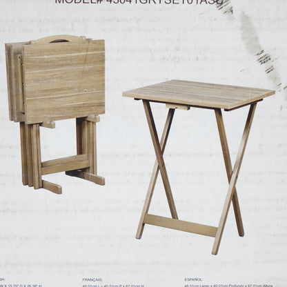 Linon home Acacia Gray Tray Table Set Folding Table - Open Box