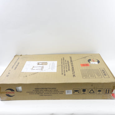 Linon home Acacia Gray Tray Table Set Folding Table - Open Box