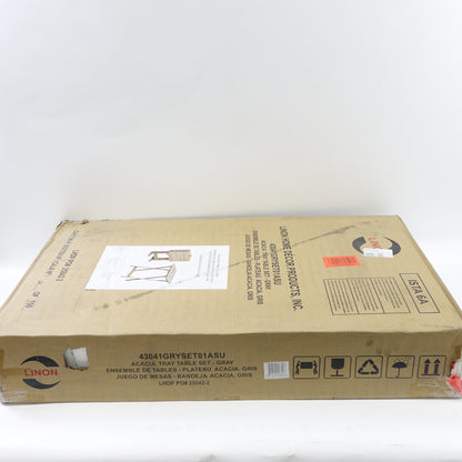 Linon home Acacia Gray Tray Table Set Folding Table - Open Box