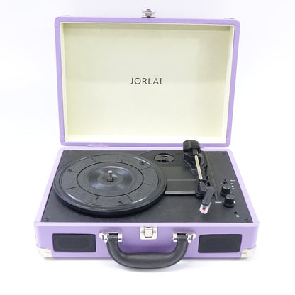JORLAI Bluetooth Record Player 3-Speed Turntable Portable Purple