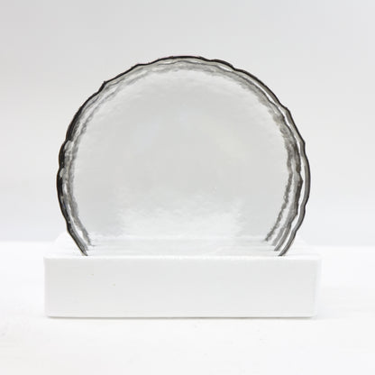 Urquid Linen Ribbon Glass Charger Plates Set 4 13" Silver Dcor - Open Box