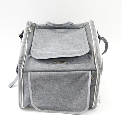 BABEYER Dog Bike Basket Expandable Pet Carrier Backpack 4 Doors Grey - Grade A