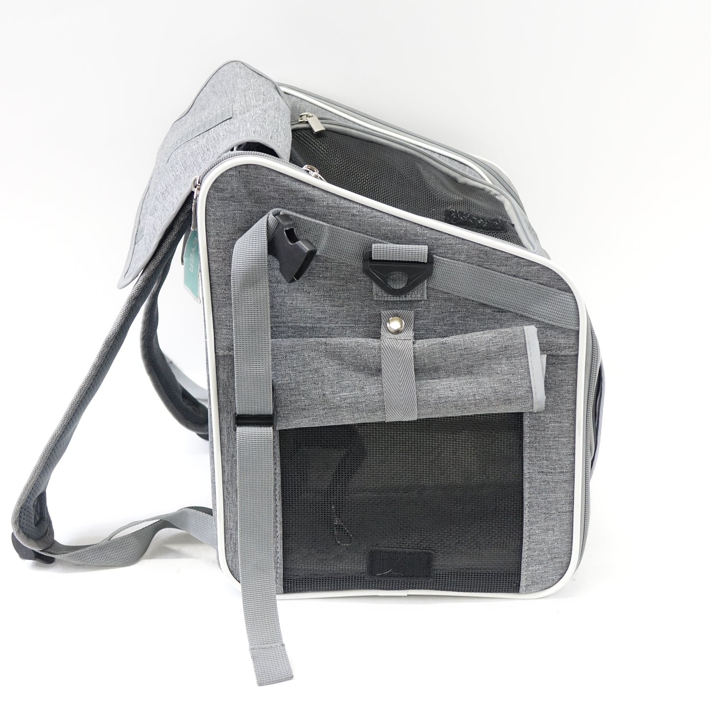 BABEYER Dog Bike Basket Expandable Pet Carrier Backpack 4 Doors Grey - Grade A