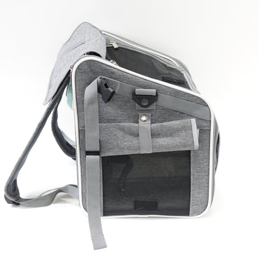 BABEYER Dog Bike Basket Expandable Pet Carrier Backpack 4 Doors Grey - Grade A