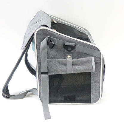 BABEYER Dog Bike Basket Expandable Pet Carrier Backpack 4 Doors Grey - Grade A