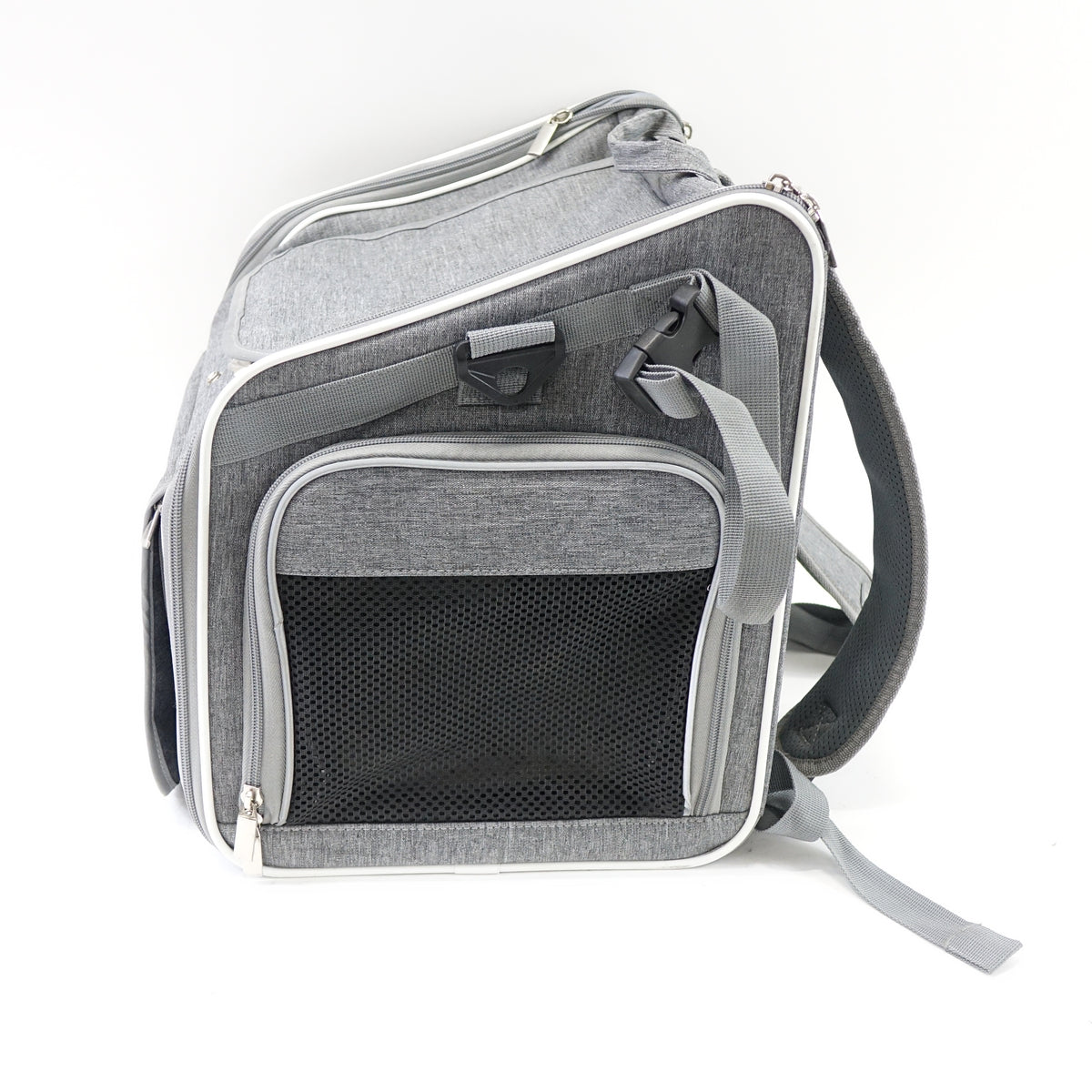 BABEYER Dog Bike Basket Expandable Pet Carrier Backpack 4 Doors Grey - Grade A