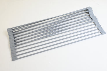 Roll Up Dish Drying Rack Heat Resistant, 20.5" L x 13" W, Grey - Open Box