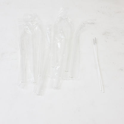 Eight Piece Drinking Glass Set with Bamboo Lids and Straws