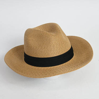 AOOF Men's and Women's Beach Sun Shading Straw hat Lightbrown, One Size