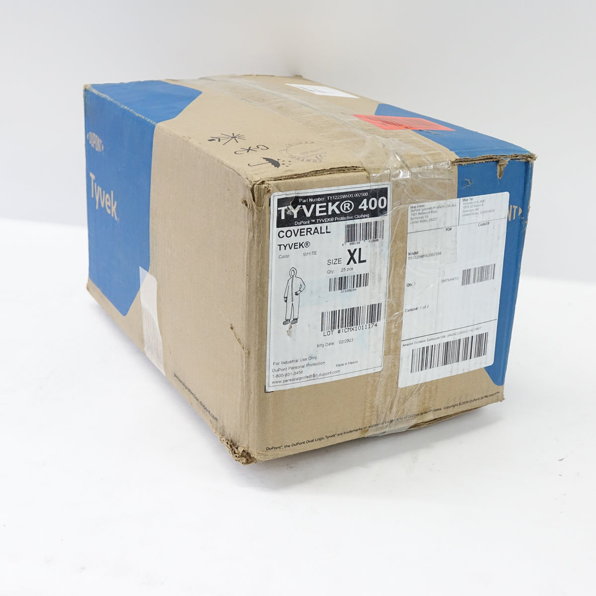 DuPont Tyvek Hooded Coveralls Elastic Cuff with Boots White XL 25 Pack