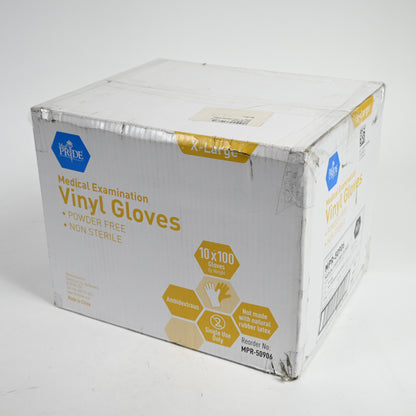 MED PRIDE Medical Vinyl Examination Gloves, X-Large 1000 Count Powder-Free Clear