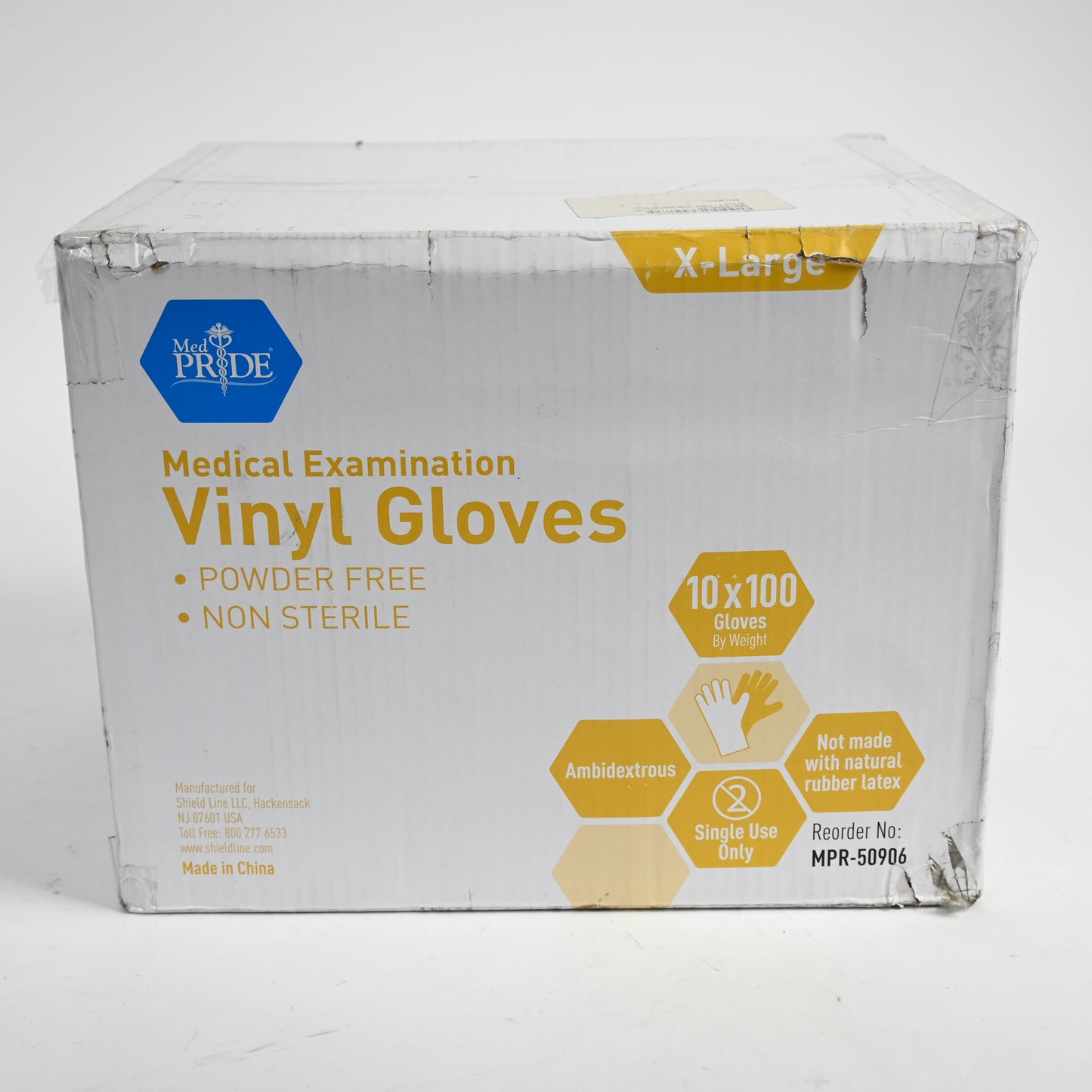 MED PRIDE Medical Vinyl Examination Gloves, X-Large 1000 Count Powder-Free Clear