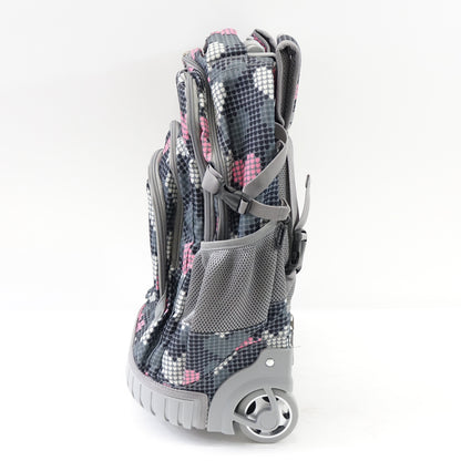 Tilami 18 Inch Kids Rolling Backpack Wheeled School Travel Bag Grey Pink Hearts