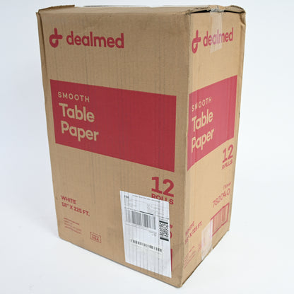 Dealmed Exam Table Paper (12 Rolls) 18” x 225' Smooth, White Medical Exam Cover