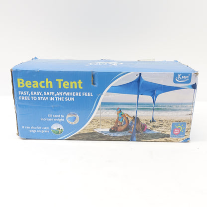 KMM 10'x10' Beach Tent Sun Shade UPF50+ Canopy with 4 Poles Pop Up Shelter