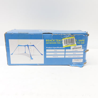 KMM 10'x10' Beach Tent Sun Shade UPF50+ Canopy with 4 Poles Pop Up Shelter