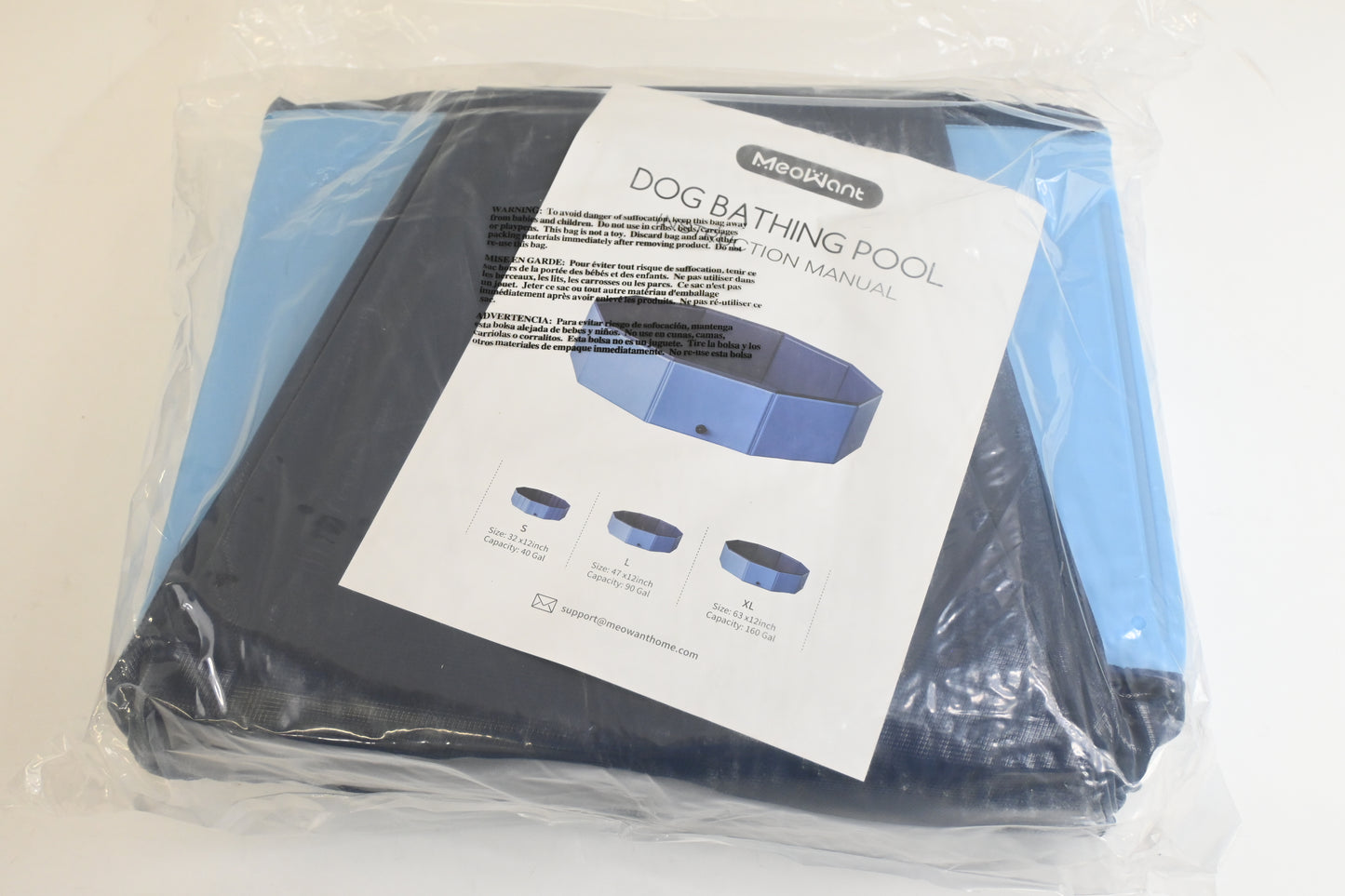 Meowant Foldable Dog Pool XL 63"x12" Hard Plastic Collapsible Pet Bath Tub - New