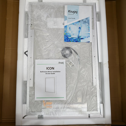 Krugg 20"X32" LED Bathroom Mirror Includes Dimmer & Defogger Wall Mount
