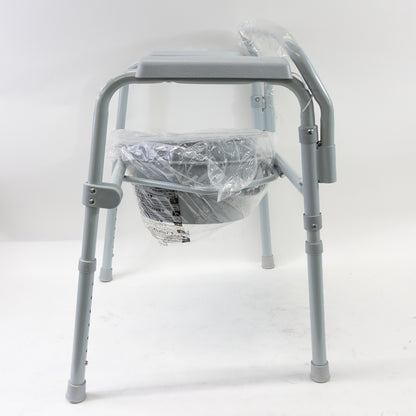 McKesson Folding Commode Chair 350 lb Capacity Adjustable Height 7.5 qt Bucket