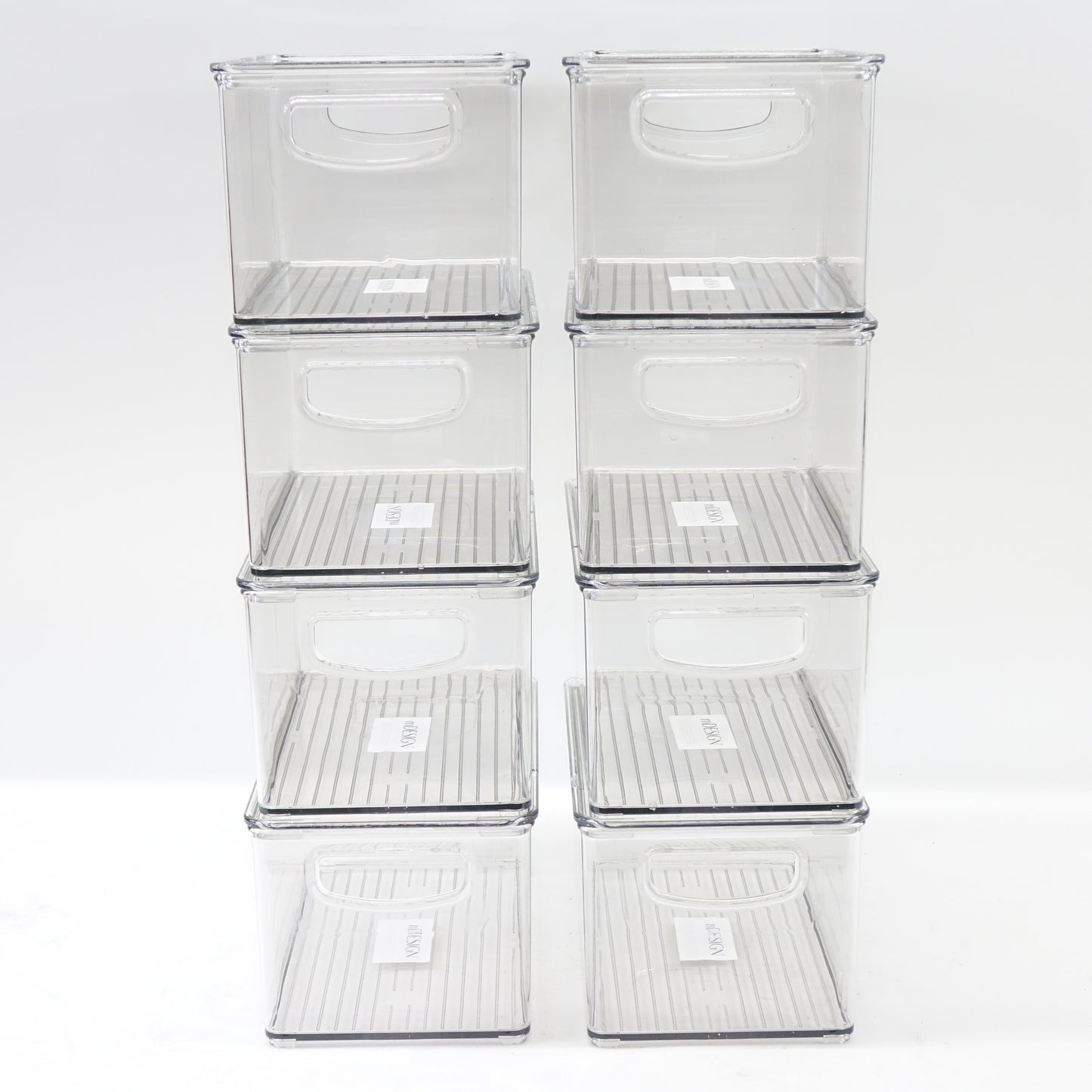 mDesign Deep Storage Bin Containers with Lid 8 Pack Clear Pantry Organizer