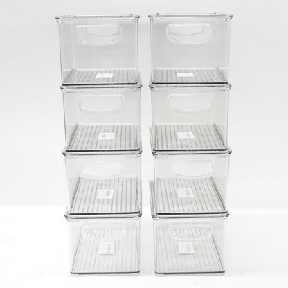 mDesign Deep Storage Bin Containers with Lid 8 Pack Clear Pantry Organizer