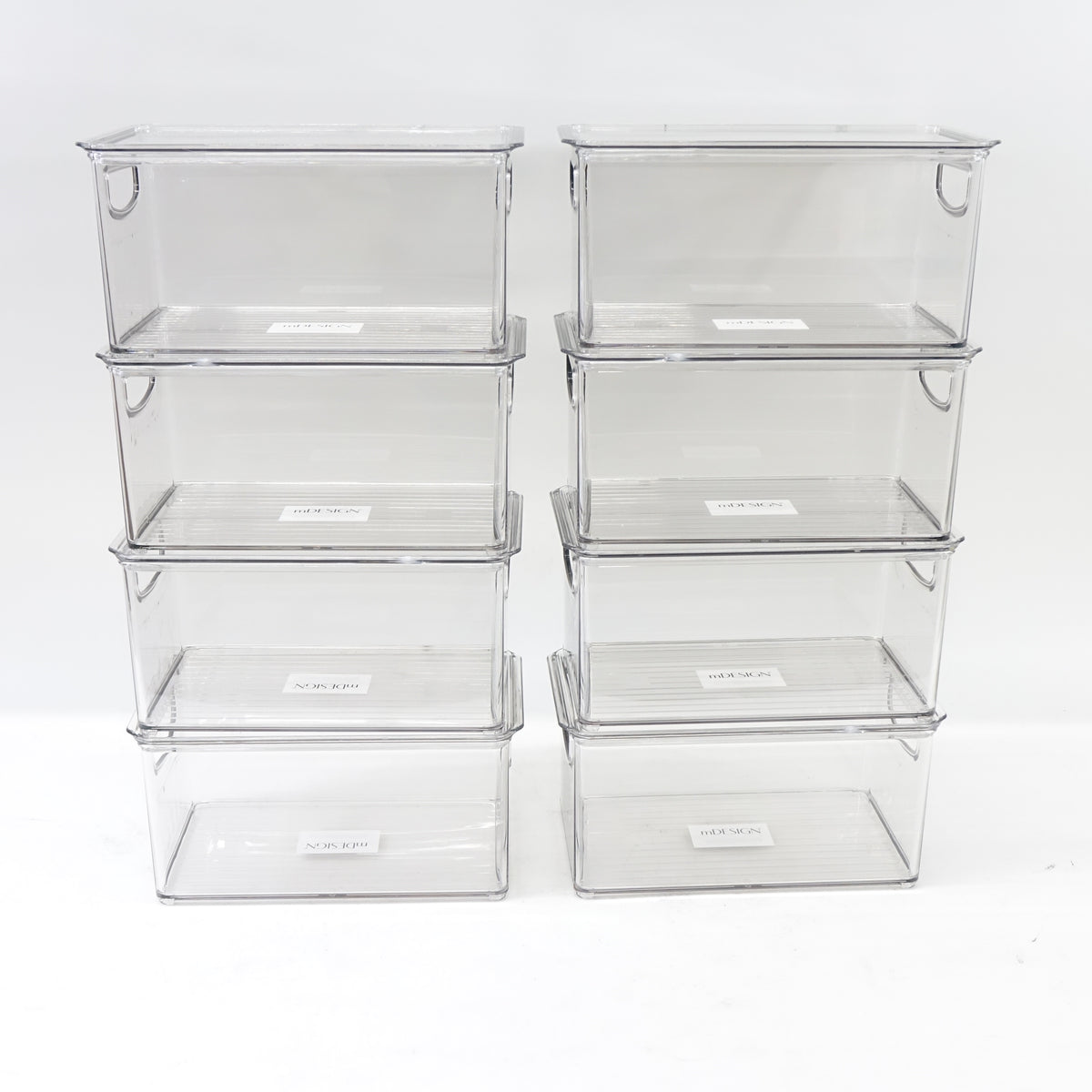mDesign Deep Storage Bin Containers with Lid 8 Pack Clear Pantry Organizer