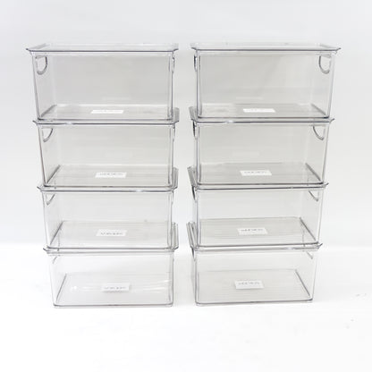 mDesign Deep Storage Bin Containers with Lid 8 Pack Clear Pantry Organizer