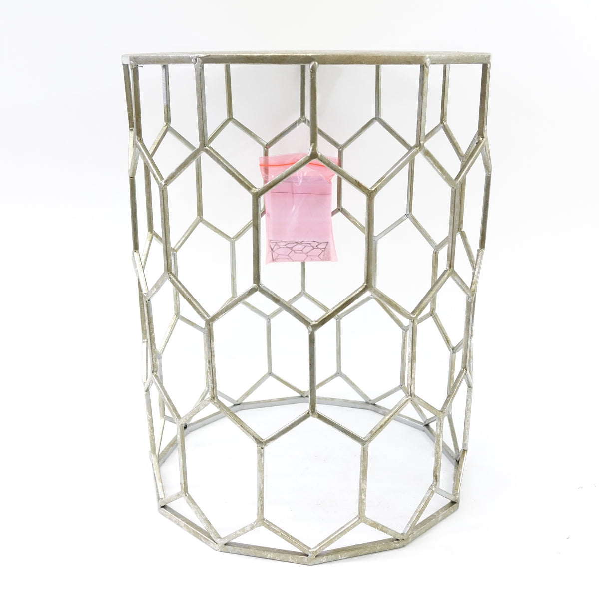 SEI Furniture Clarissa Metal Accent End Table in Antique Silver - Open Box