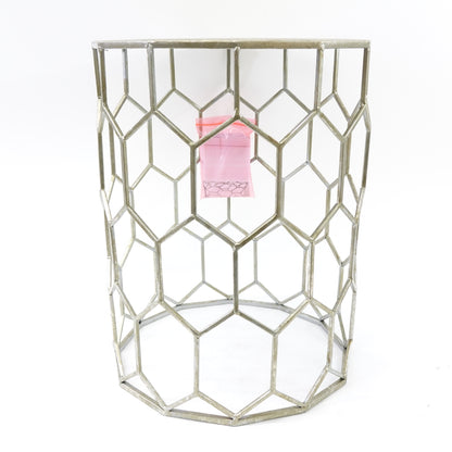 SEI Furniture Clarissa Metal Accent End Table in Antique Silver - Open Box