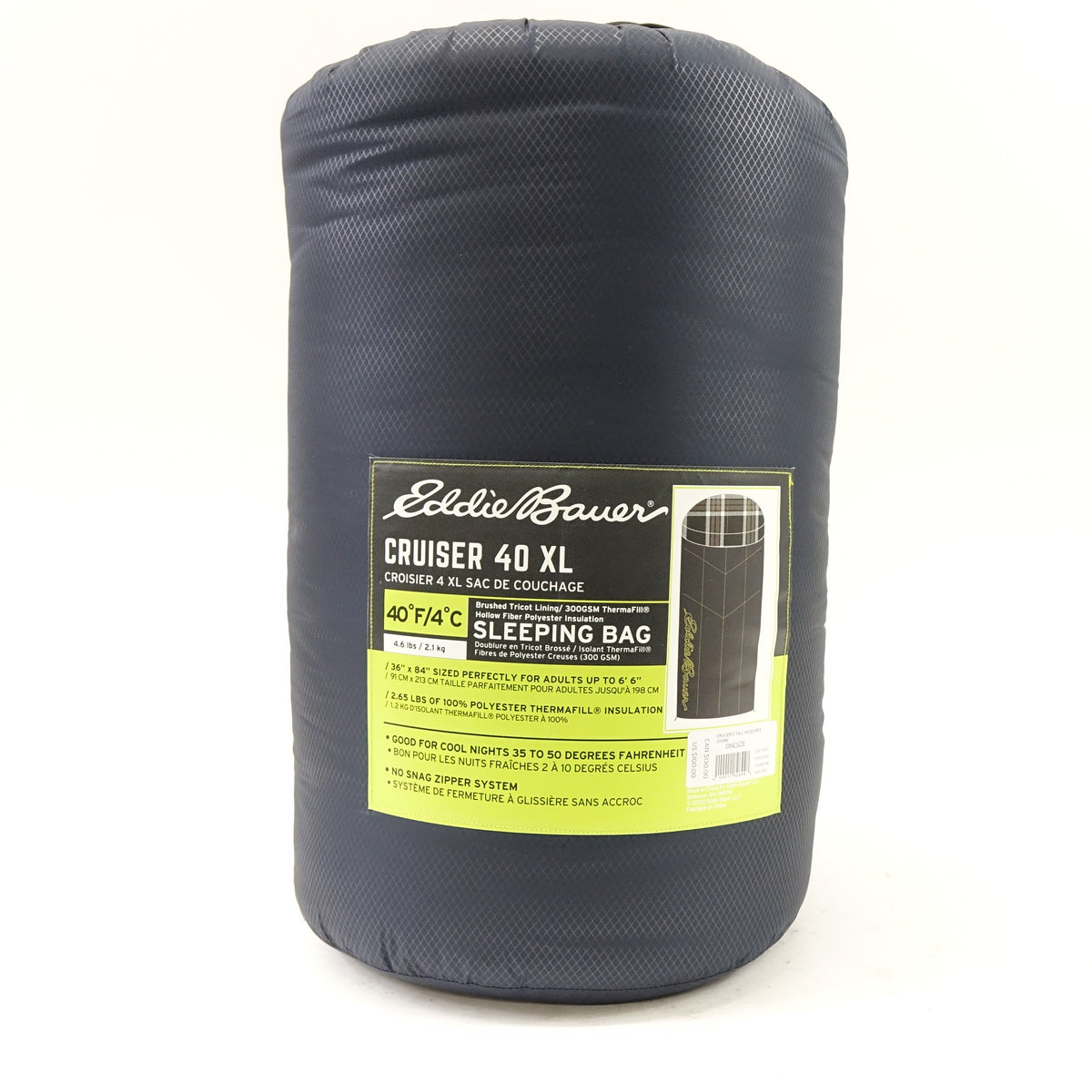 Eddie Bauer Cruiser 2 40º Sleeping Bag - Tall, Storm, One Size