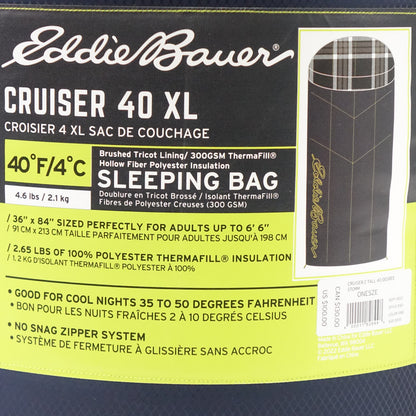 Eddie Bauer Cruiser 2 40º Sleeping Bag - Tall, Storm, One Size