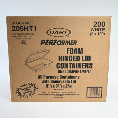 1-Compartment Foam Container 100 / Bag with Removable Hinged Lid