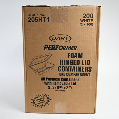 1-Compartment Foam Container 100 / Bag with Removable Hinged Lid
