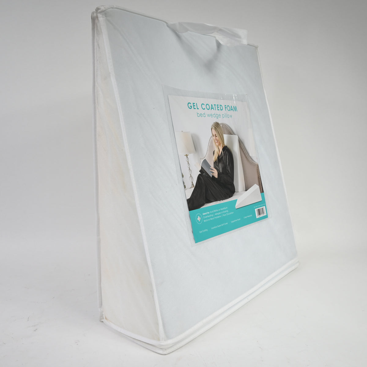 SensorPEDIC Soft-Tex Bed Wedge Support Pillow with Cooling Gel Coating - 24x22, White
