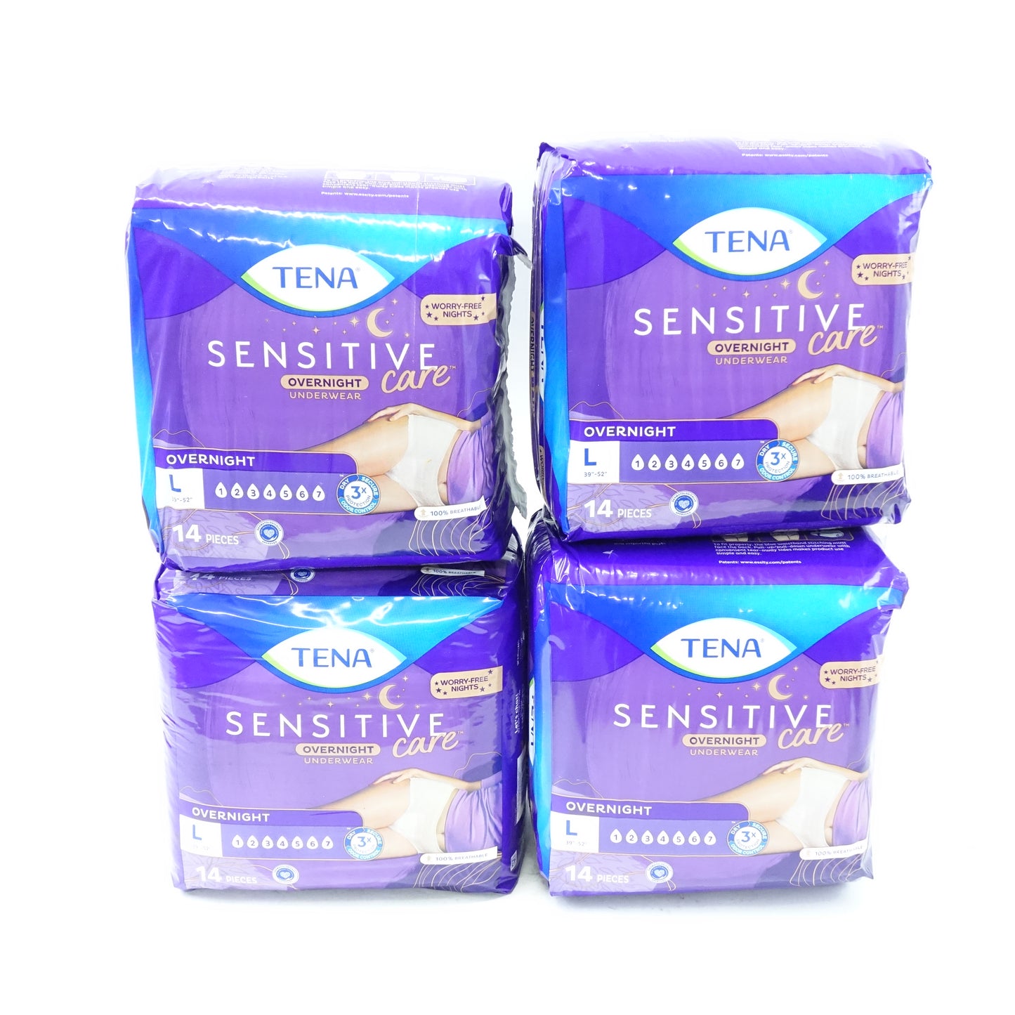 Tena Incontinence Underwear for Women, for Overnight, Large, 14 Count (Pack of 4)